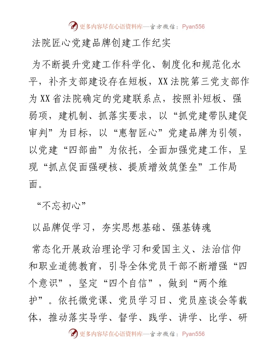 法院匠心党建品牌创建工作纪实.docx_第1页