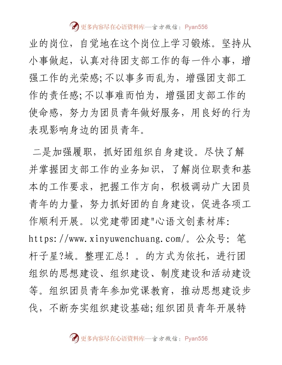 新任村团支部书记表态发言材料.docx_第2页