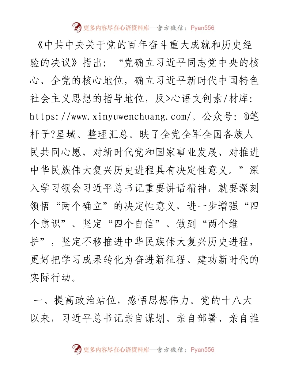 研讨发言材料：深刻理解“两个确立” 坚决做到“两个维护”.docx_第1页