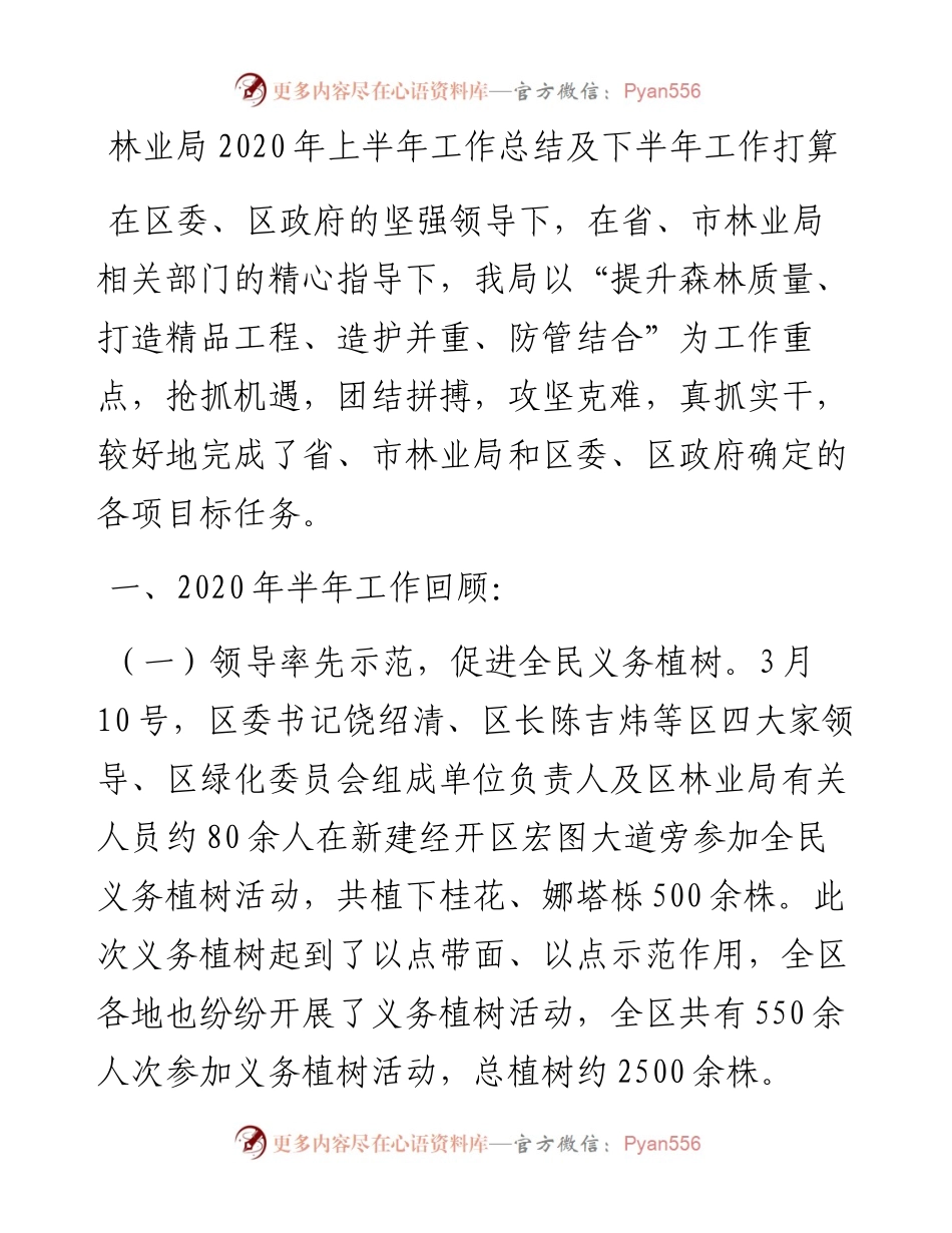 林业局上半年工作总结及下半年工作打算(1).docx_第1页