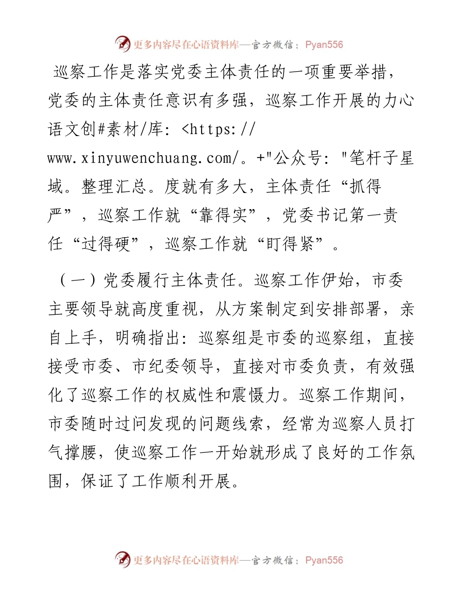 某市巡察工作经验交流材料.docx_第2页