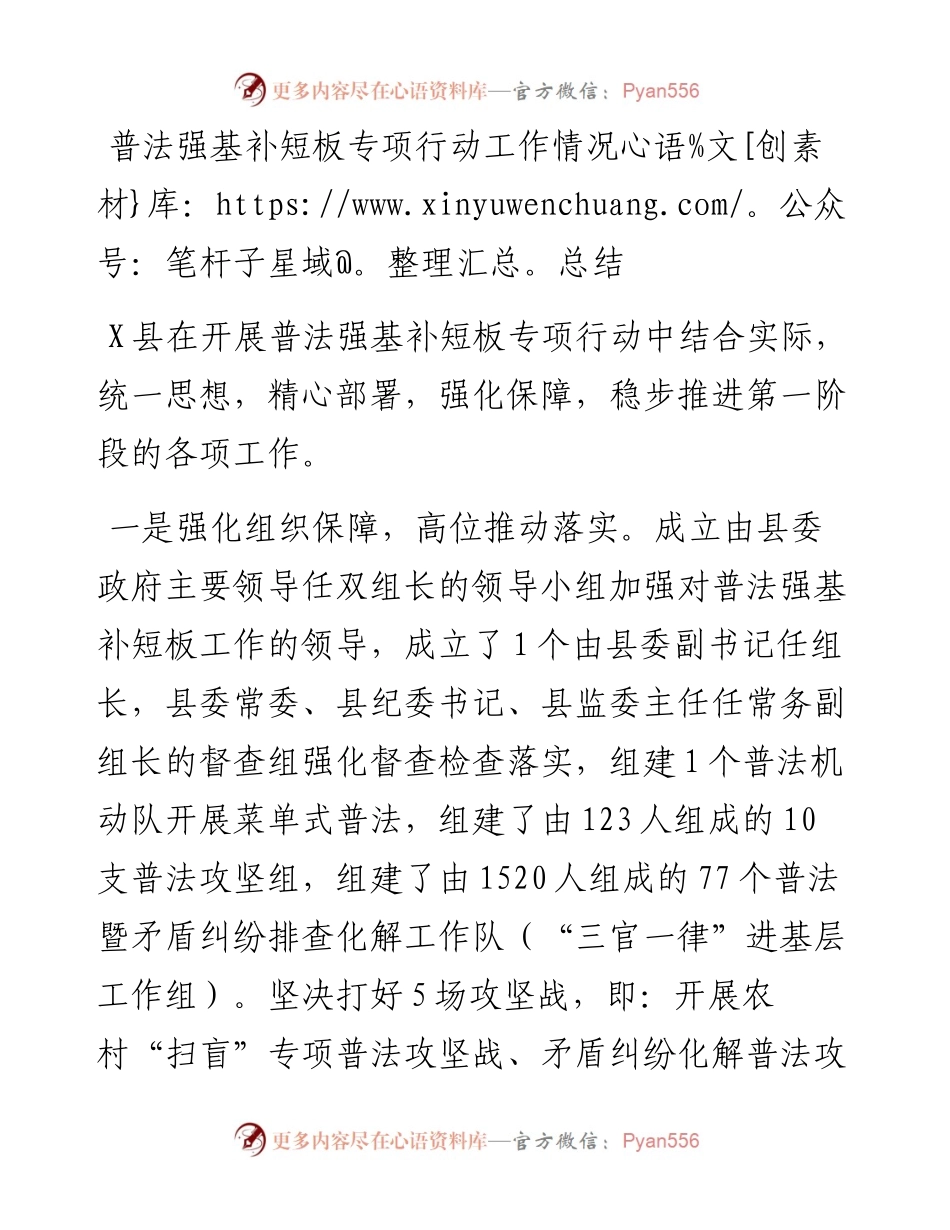 普法强基补短板专项行动工作情况总结.docx_第1页