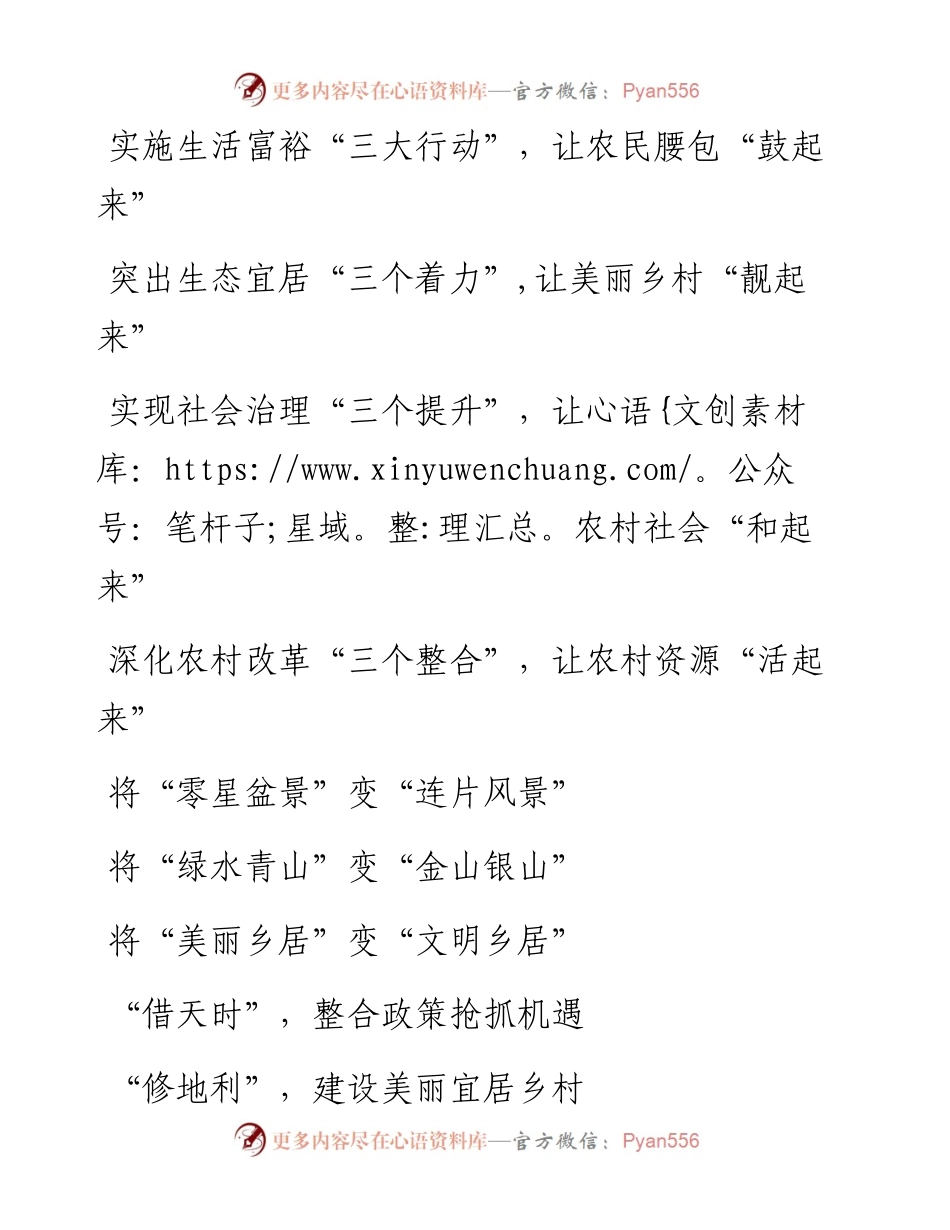 素材汇196-乡村振兴讲话提纲积累.docx_第1页