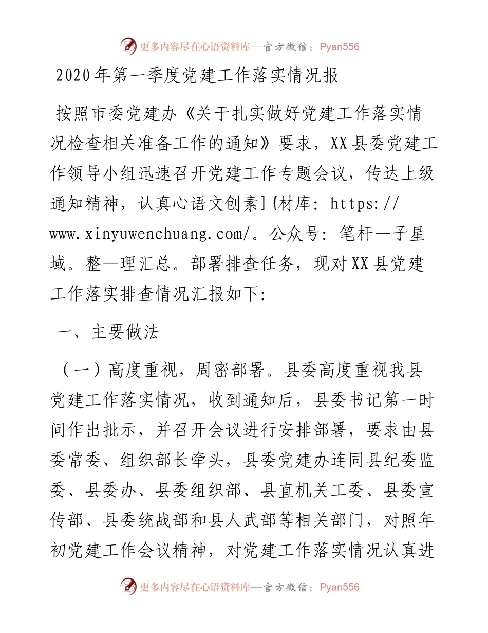 第一季度党建工作落实情况报.docx_第1页
