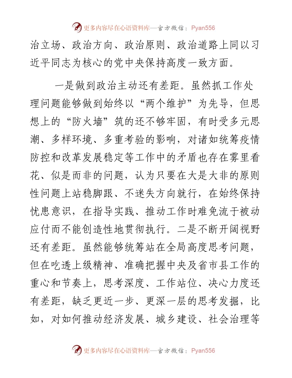某镇长度民主生活会个人发言提纲对照检查.docx_第2页