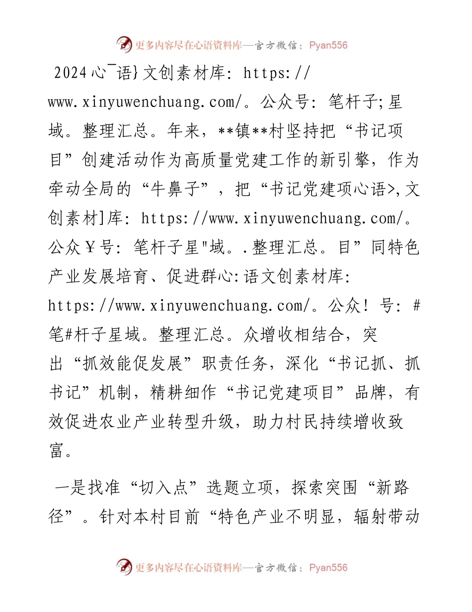 村开展“书记党建项目”情况汇报.docx_第1页