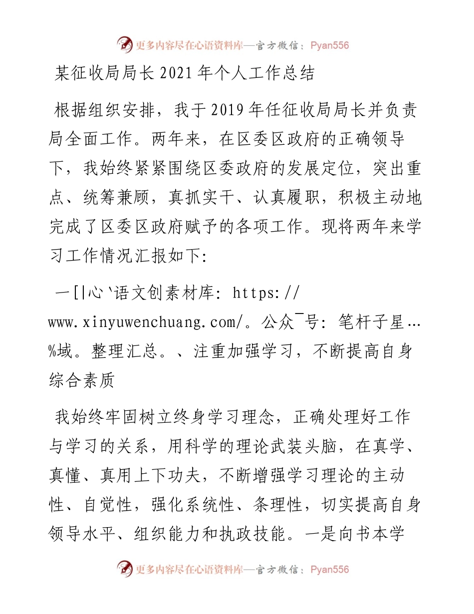 某征收局局长个人工作总结.docx_第1页