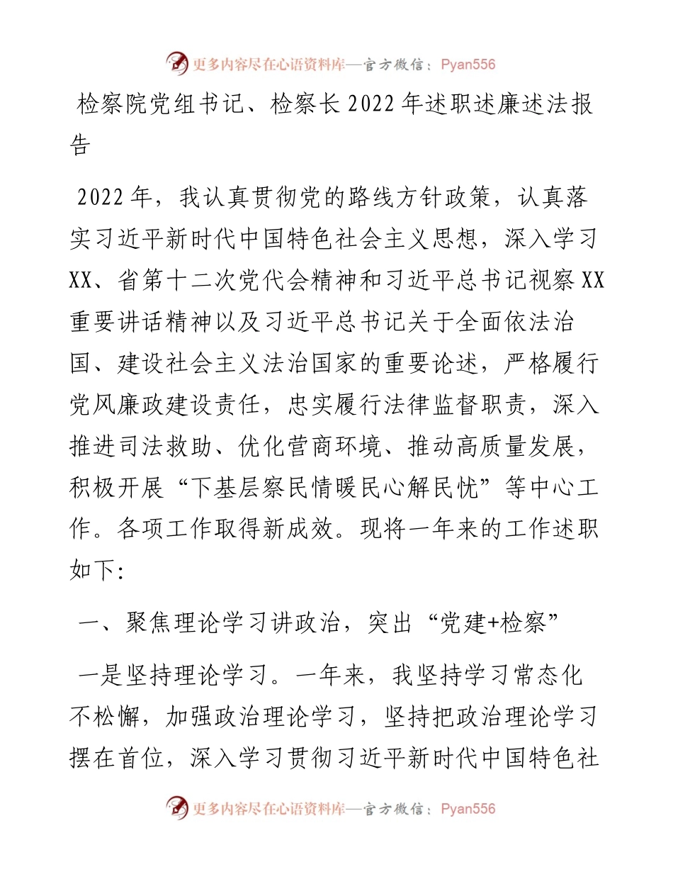 检察院党组书记、检察长述职述廉述法报告 (2).docx_第1页