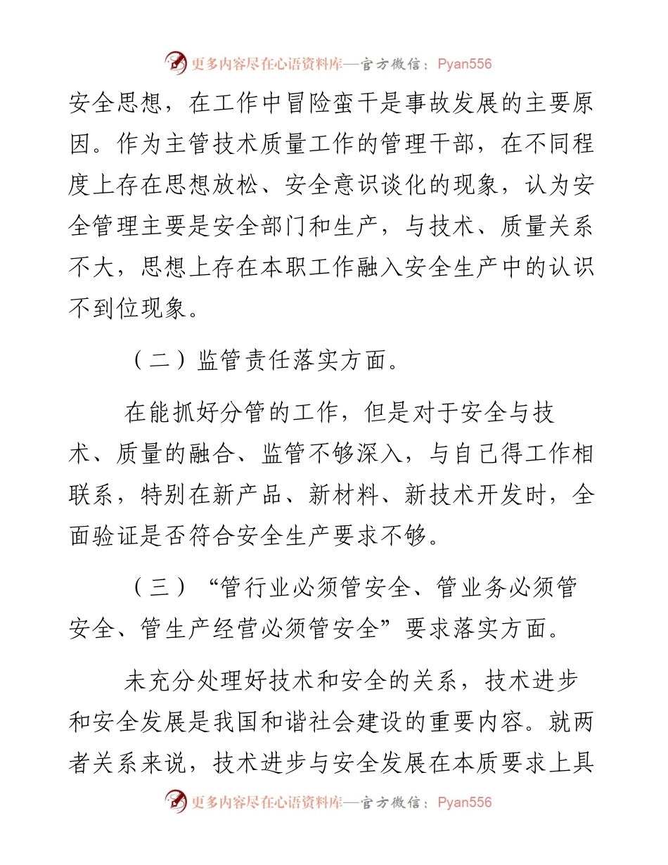 文汇系列4621--公司安全生产以案促改专题民主生活会个人发言提纲汇编.docx_第2页