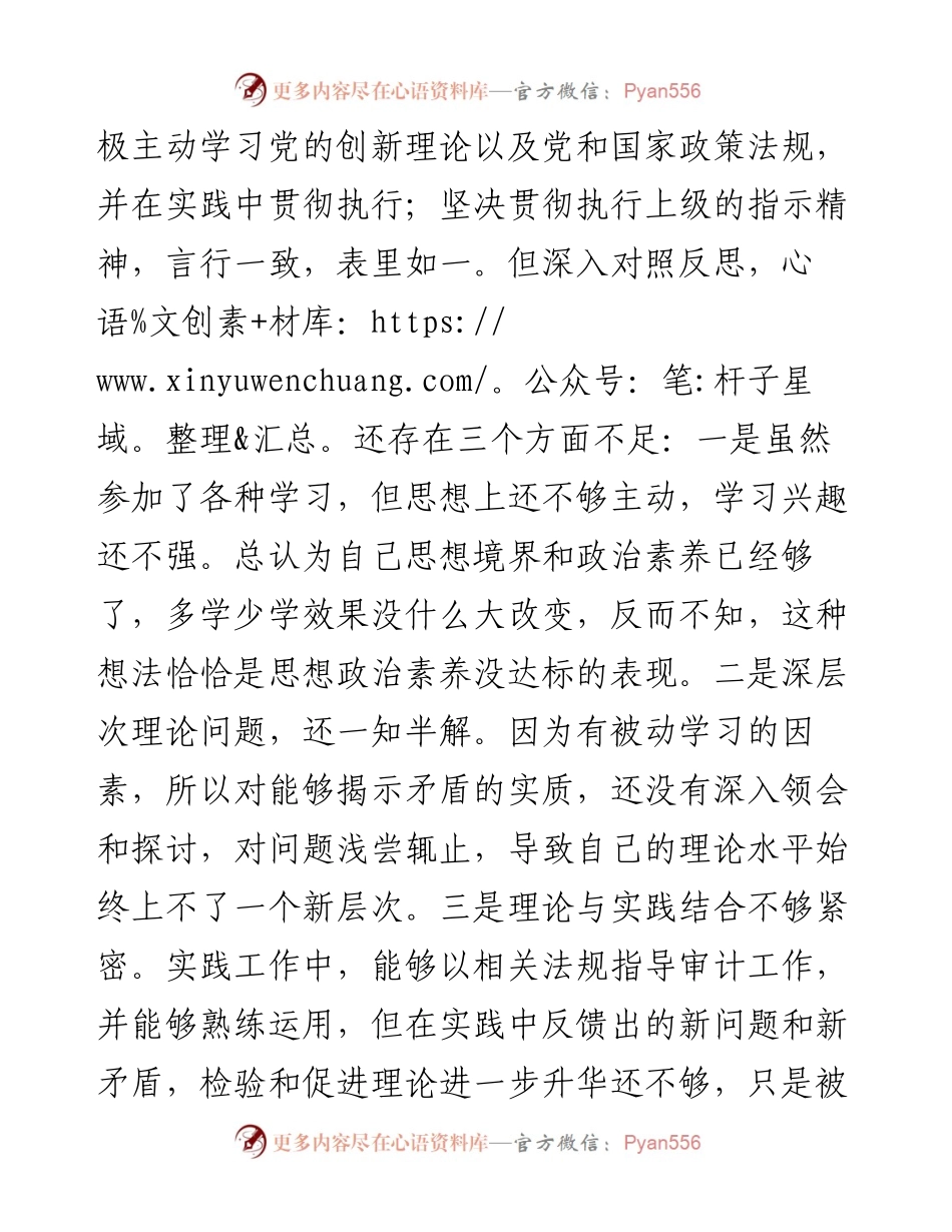 某审计局党员干部党史学习教育专题组织生活会个人党性分析材料.docx_第2页