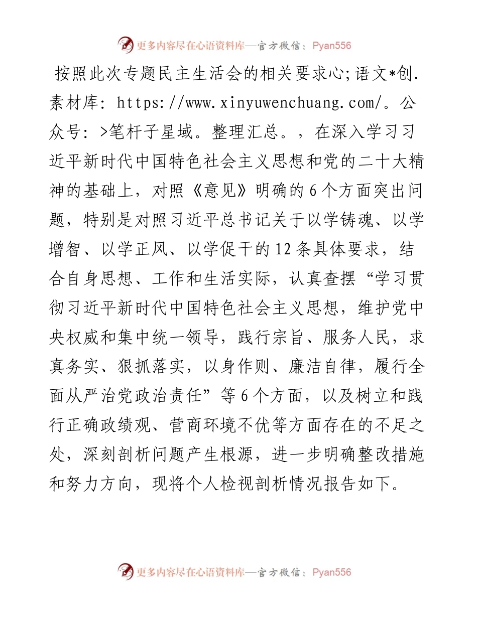 某区委副书记、区长2023年度专题民主生活会个人对照检视剖析发言提纲.docx_第1页