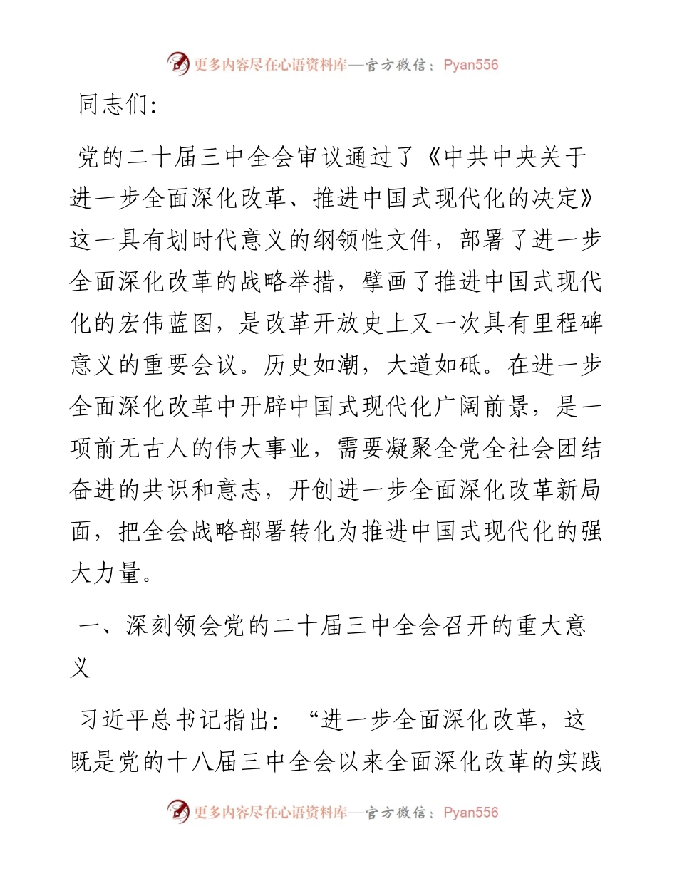 研讨发言：主动作为 切实把全会战略部署转化为推进中国式现代化的强大力量.docx_第1页