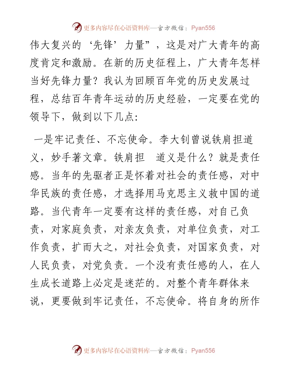 文汇系列3951--在“百年历史视域下的党与青年”专题理论研讨会上的发言汇编.docx_第2页