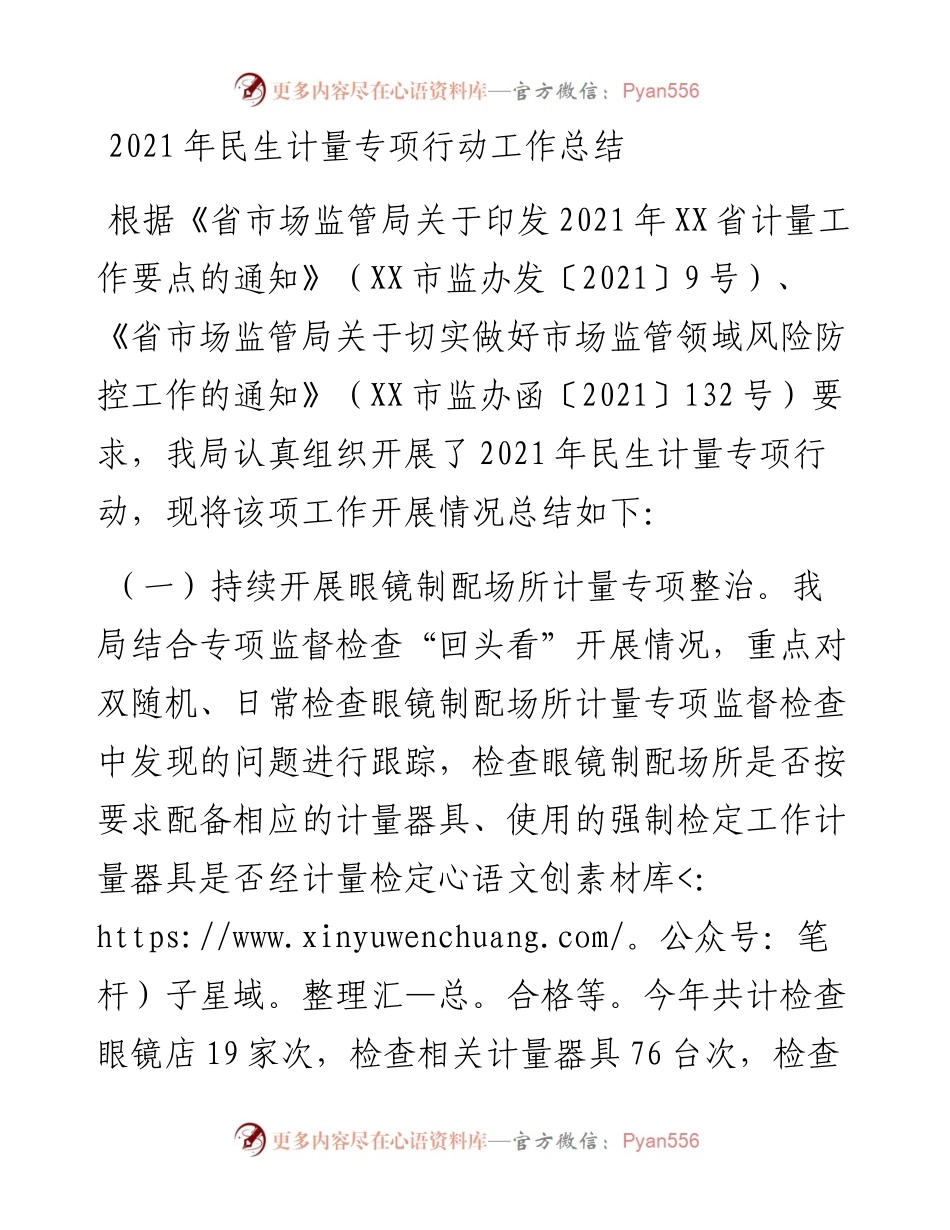 民生计量专项行动工作总结.docx_第1页