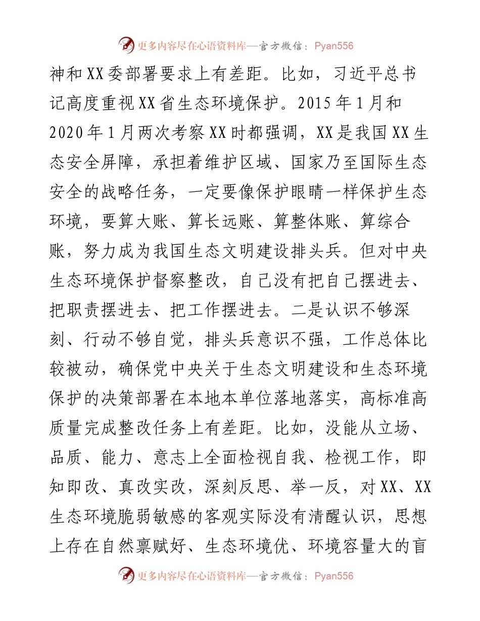 生态环境保护督察整改专题民主生活会个人发言提纲.docx_第2页