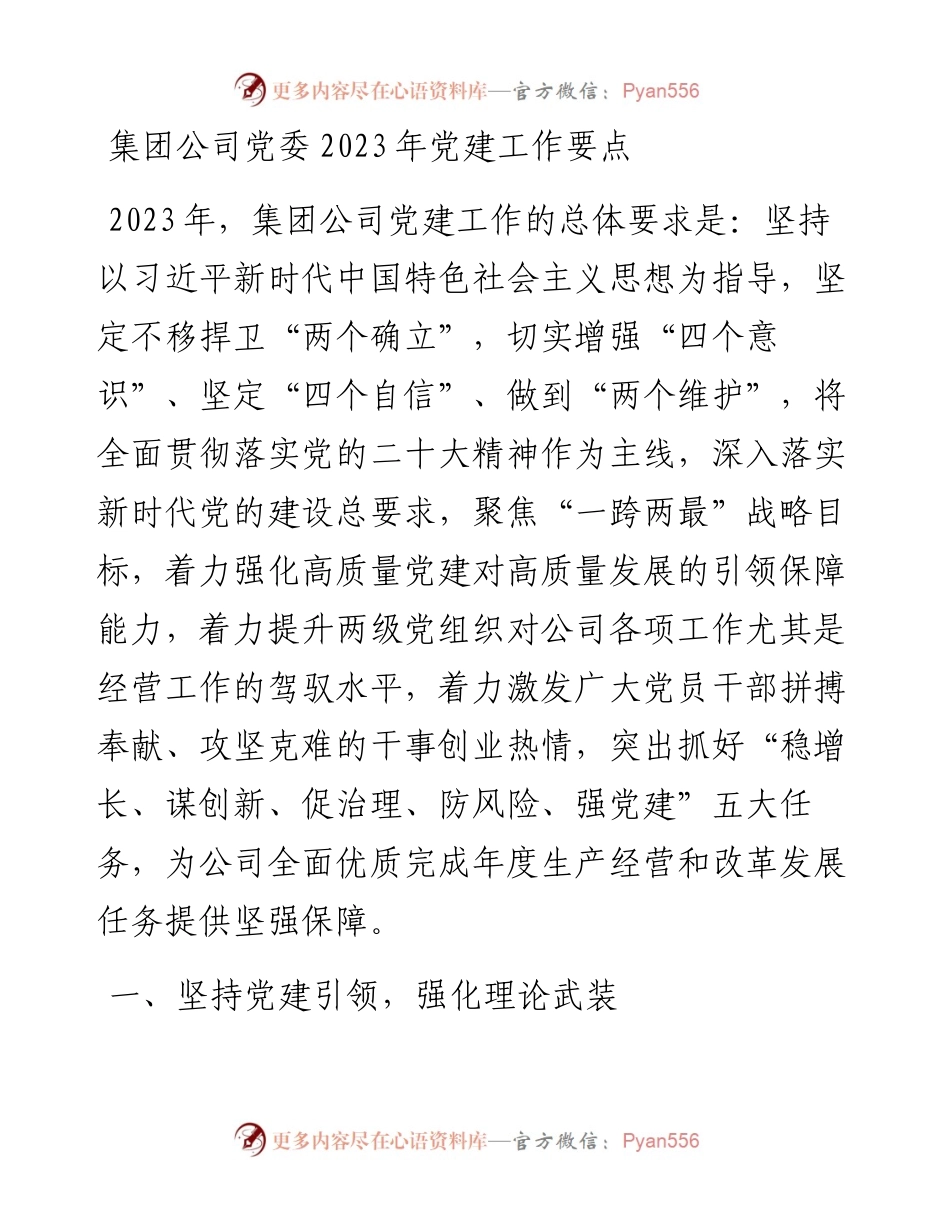 集团公司党委2023年党建工作要点.docx_第1页