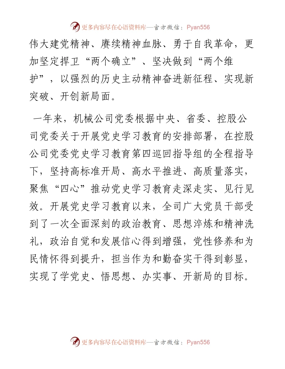 范文系列3073在机械（锡都实业）公司党史学习教育总结大会上的讲话.docx_第2页