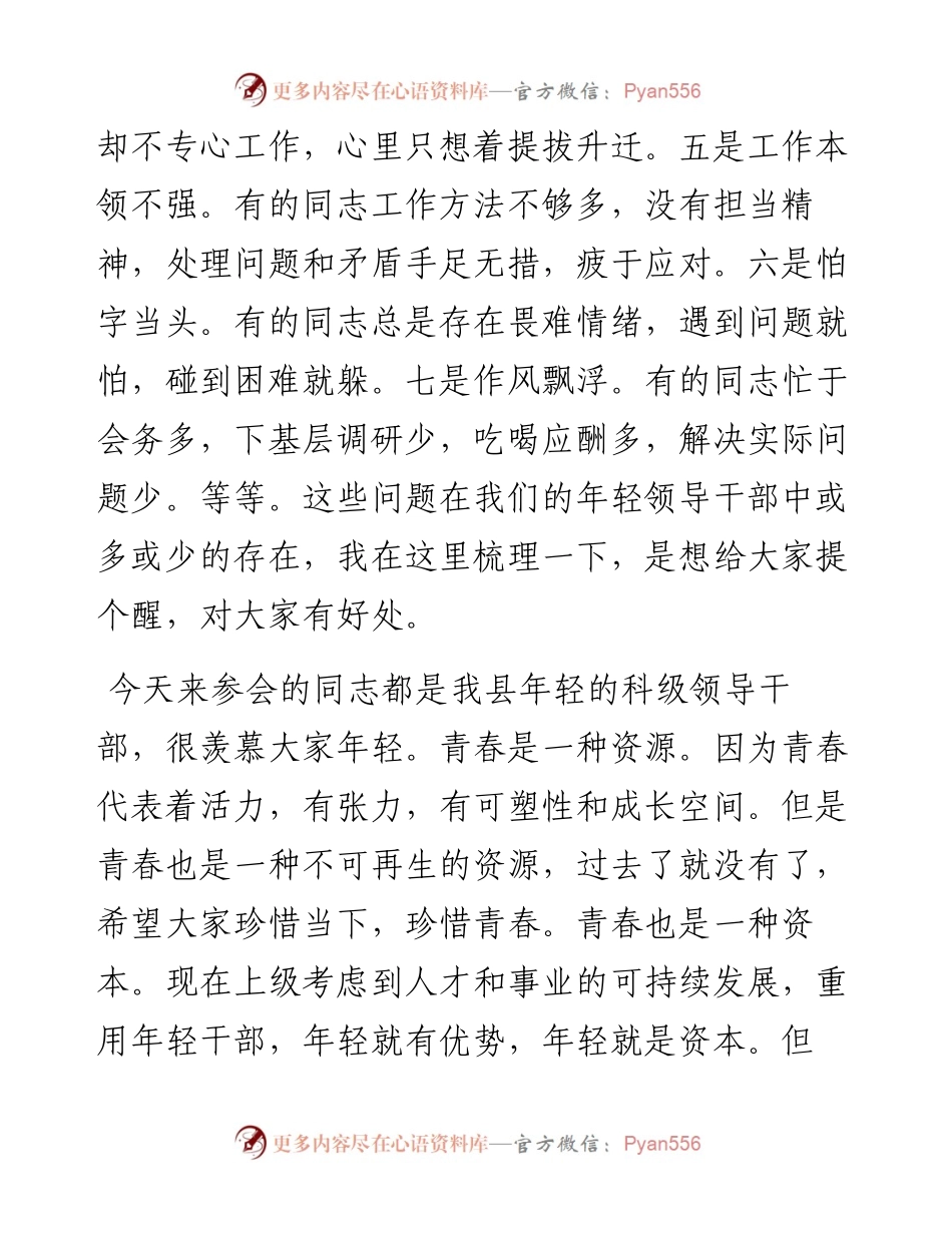 范文系列2659双峰县委书记彭石清：在全县优秀年轻领导干部成长成才座谈会上的讲话.docx_第2页