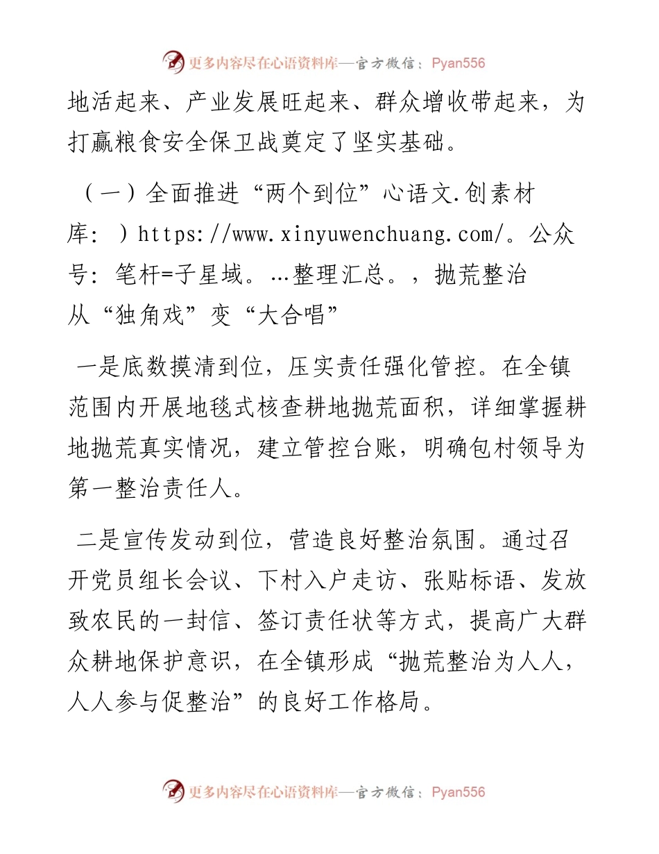 镇党委书记在全市耕地抛荒整治工作会议上的发言.docx_第2页