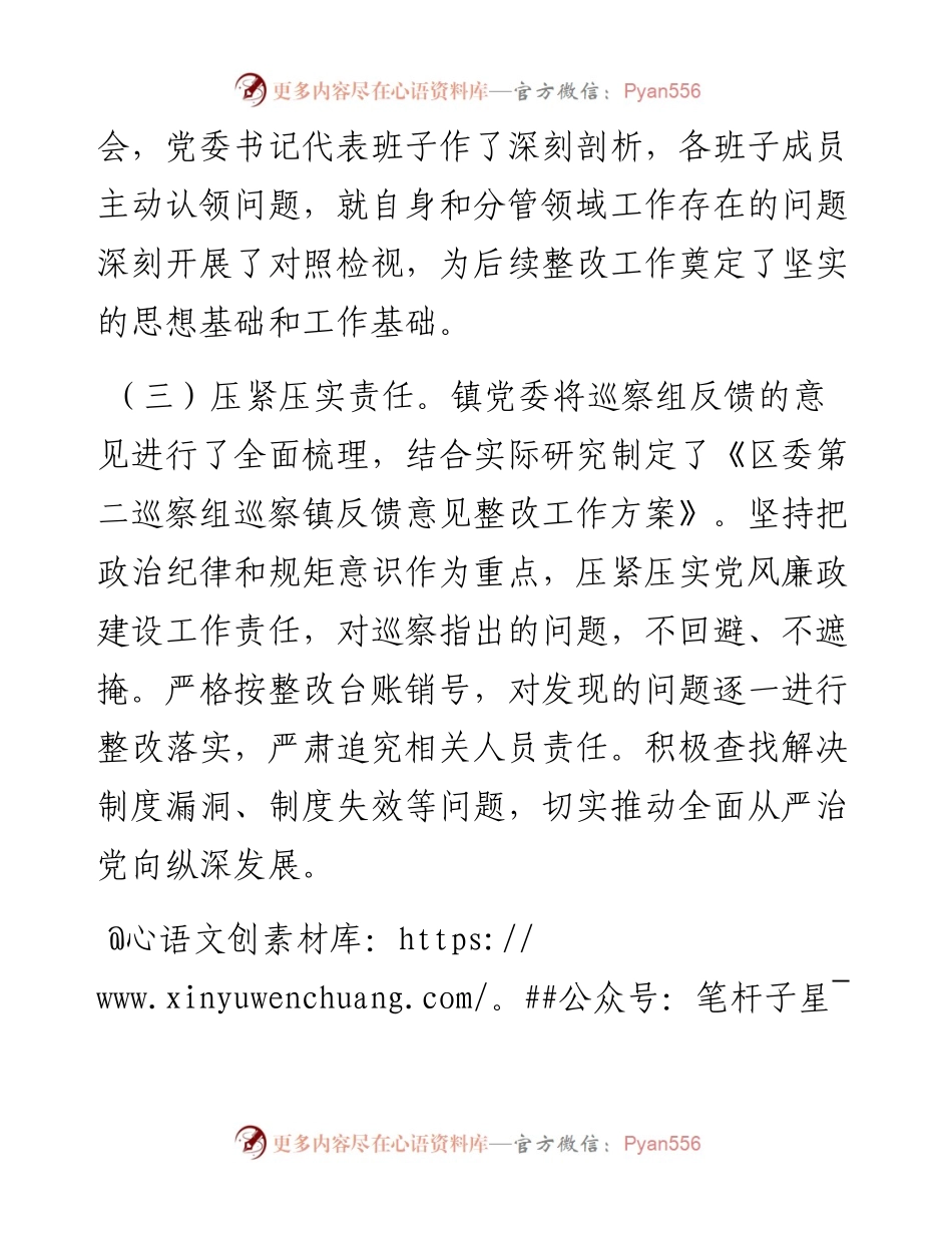 镇关于区委巡察组巡察镇反馈意见集中整改进展情况的报告.docx_第2页