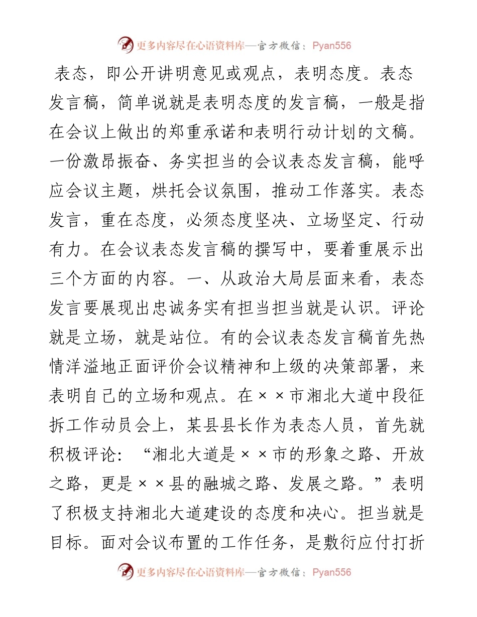 老秘经验：会议表态发言稿的三个层面.docx_第1页