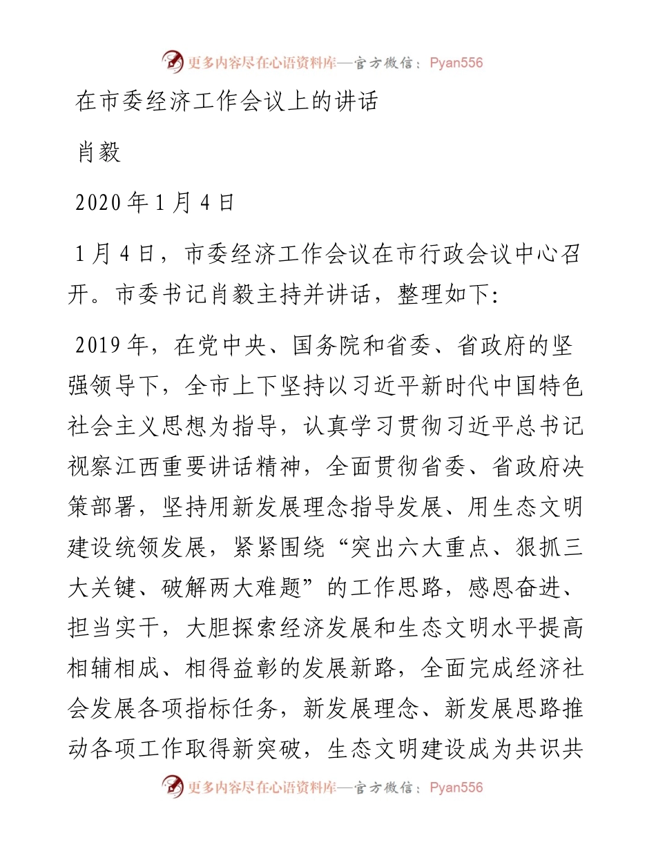 肖毅：在市委经济工作会议上的讲话.docx_第1页