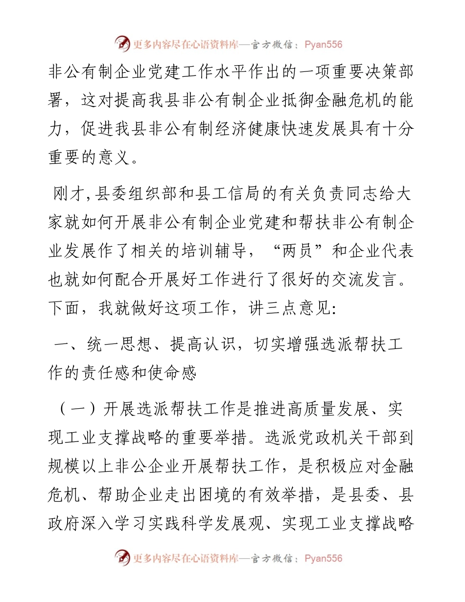 组织部长在第二批非公有制企业发展服务员和党建工作指导员座谈会暨培训会上的讲话.docx_第2页