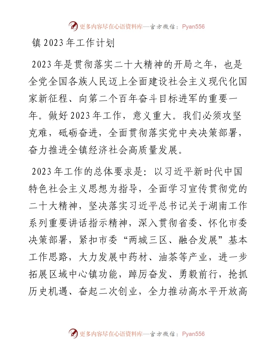 镇2023年工作计划.docx_第1页