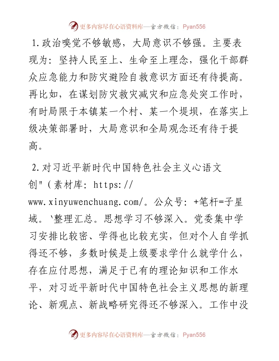 郑州“7.20”特大暴雨灾害追责问责案件以案促改民主生活会发言材料.docx_第2页