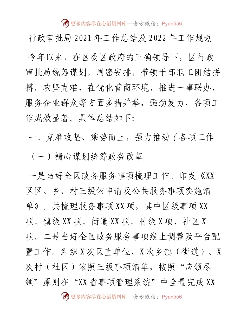 行政审批局工作总结及工作规划_4.docx_第1页