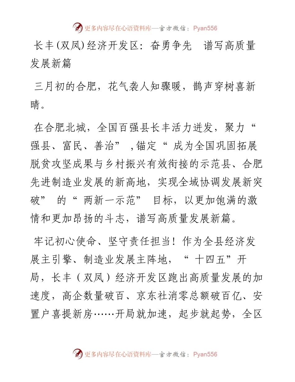 长丰(双凤)经济开发区：奋勇争先  谱写高质量发展新篇.docx_第1页