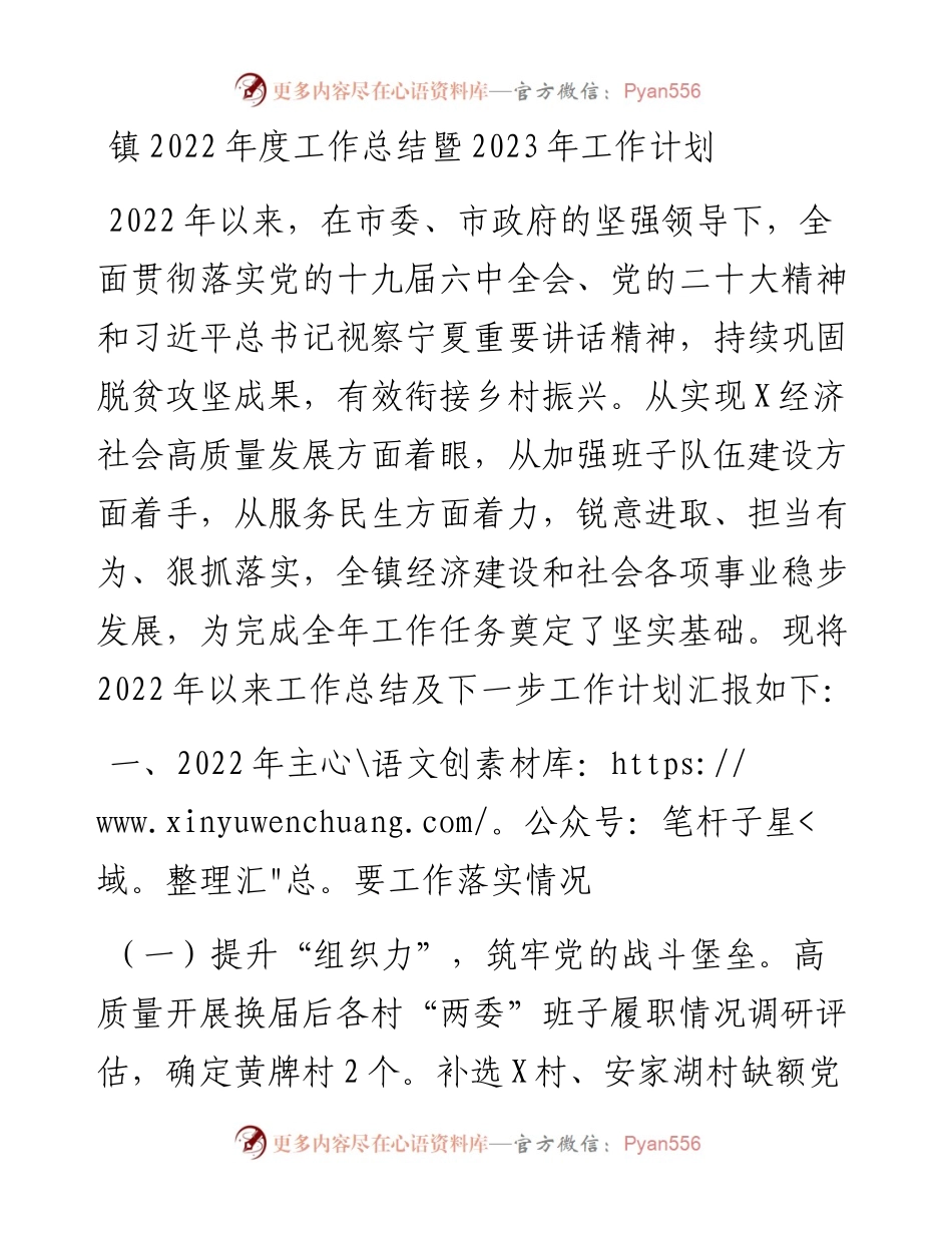 镇度工作总结暨2023年工作计划.docx_第1页