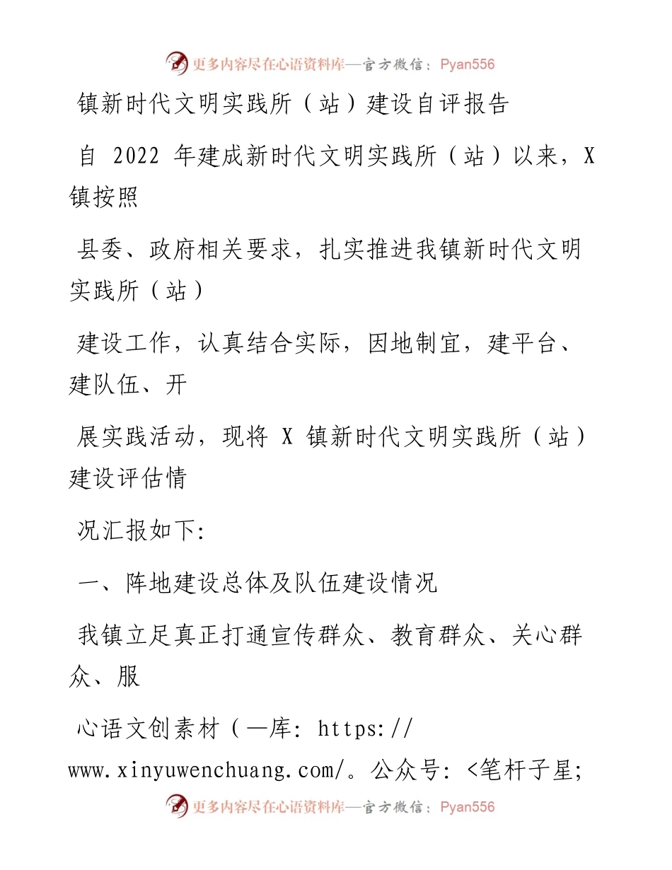 镇新时代文明实践所（站）建设自评报告.docx_第1页
