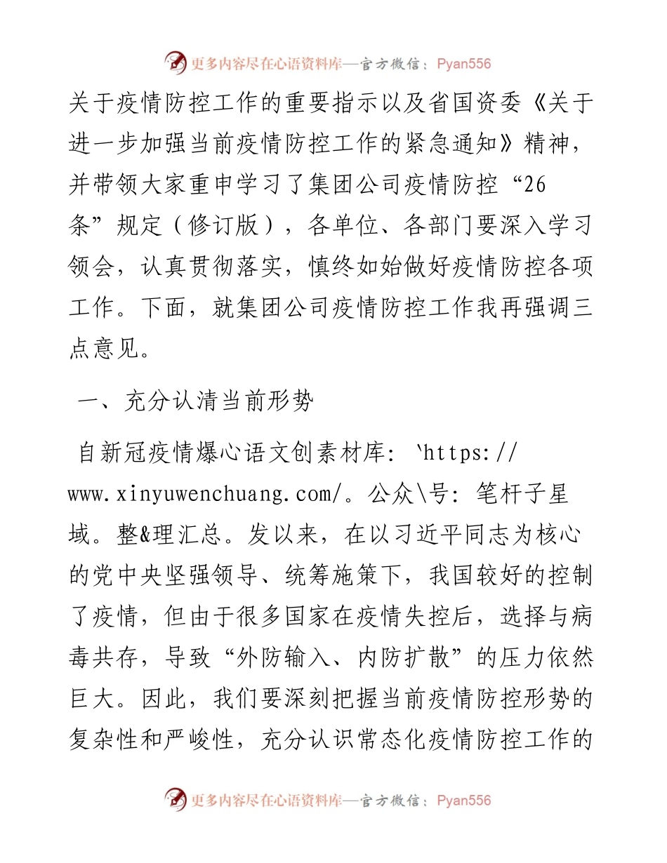 范文系列3453龚乃勤：在集团公司疫情防控工作视频会议上的讲话.docx_第2页