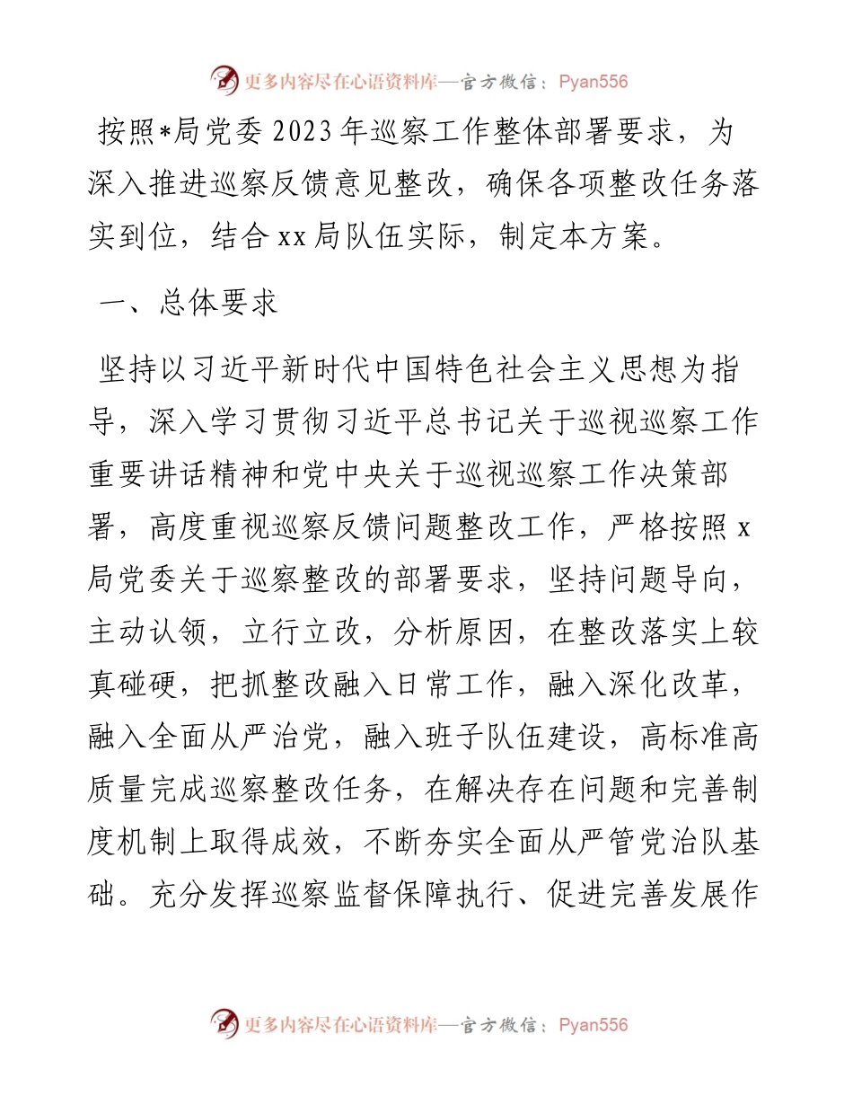 落实党委专项巡察意见整改工作方案.docx_第1页