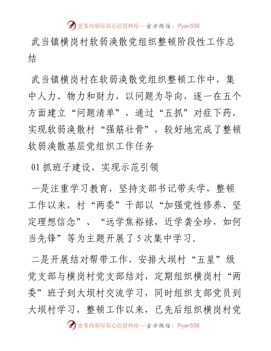 软弱涣散党组织整顿阶段性工作总结(1).docx_第1页