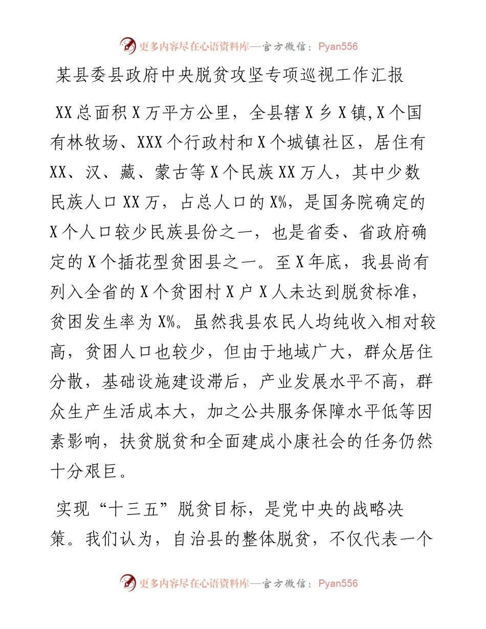 脱贫攻坚专项巡视工作汇报 (1).docx_第1页