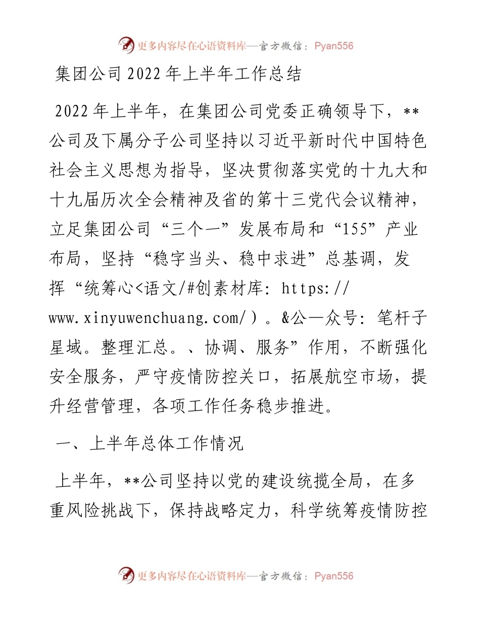 集团公司上半年工作总结.docx_第1页