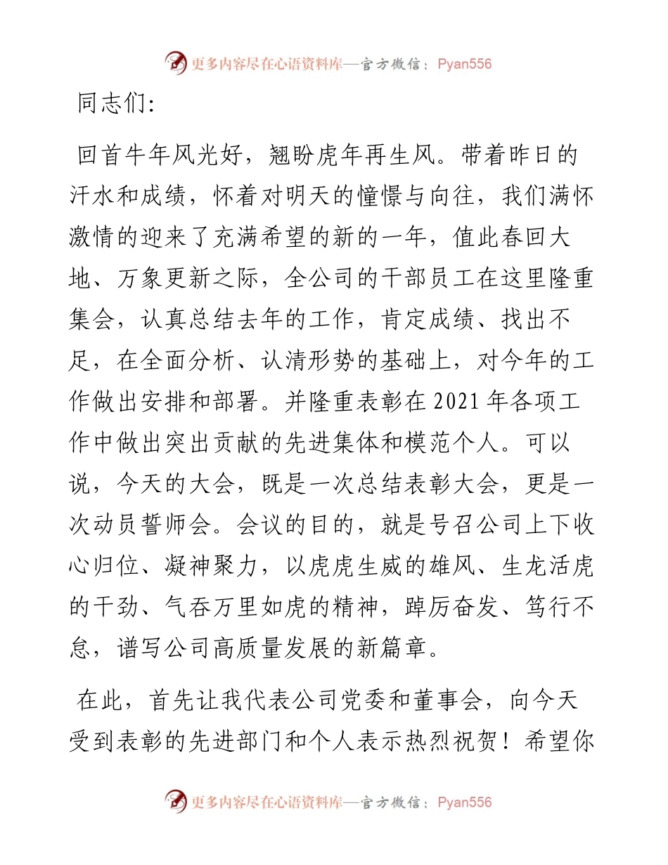 踔厉奋发勇担当 笃行不怠向未来 ——党委书记、董事长在度总结表彰大会上的讲话.docx_第1页