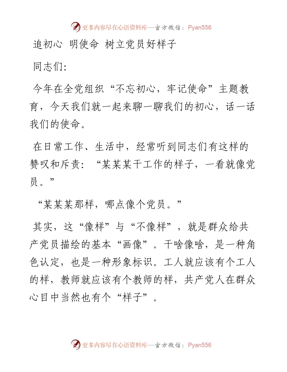 追初心 明使命 树立党员好样子_4.docx_第1页