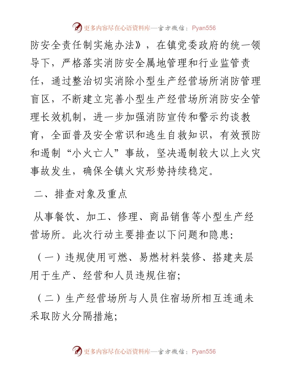 镇小型生产经营场所消防安全排查整治工作方案.docx_第2页