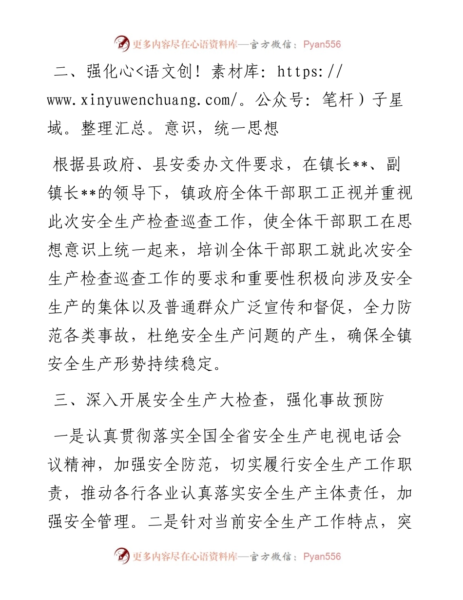 镇动员部署安全生产大检查工作情况汇报.docx_第2页