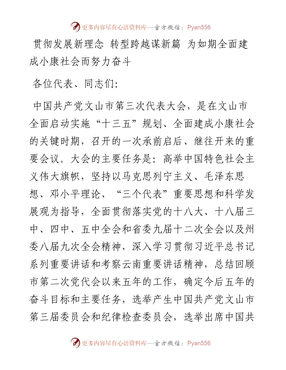 贯彻发展新理念 转型跨越谋新篇 为如期全面建成小康社会而努力奋斗.docx_第1页