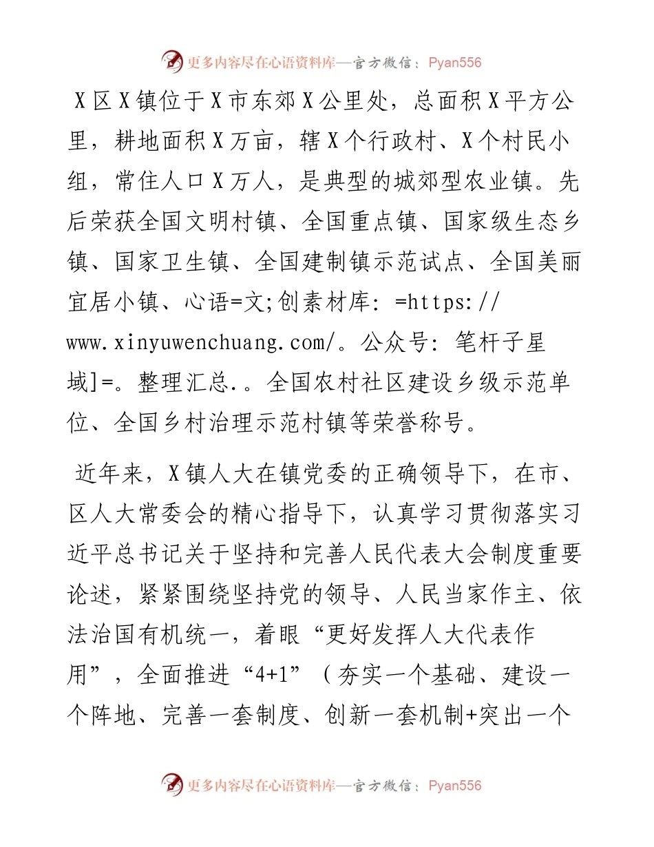 镇深化拓展新时代人大代表工作汇报.docx_第1页