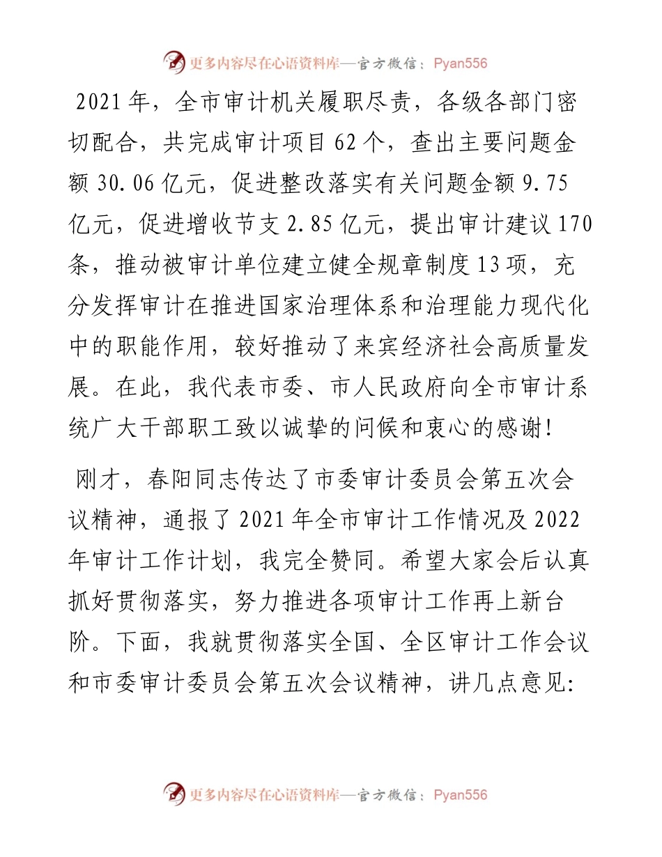 范文系列3894李振品：在全市审计工作电视电话会议上的讲话.docx_第2页