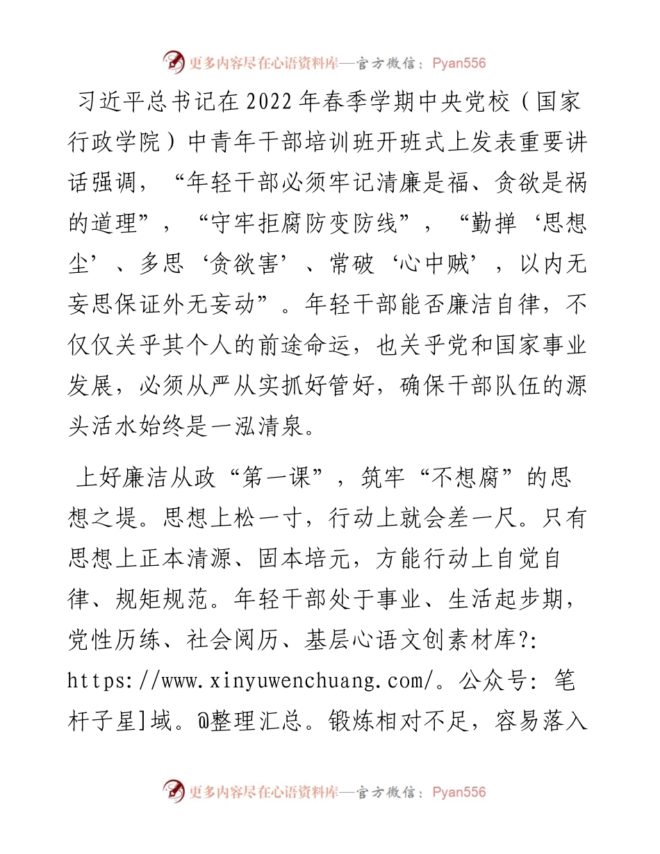 组织部长言论：筑牢年轻干部廉政根基.docx_第1页
