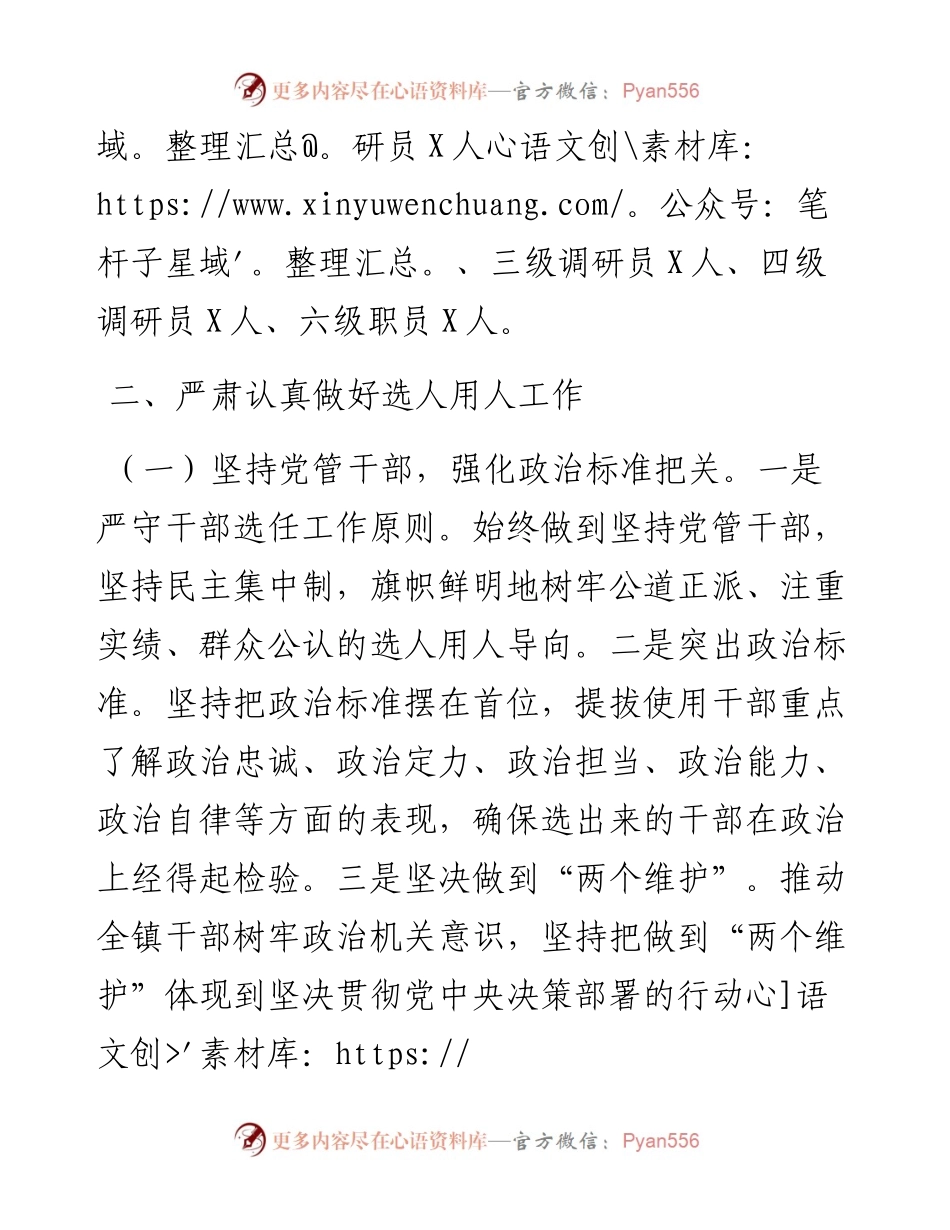 镇关于选人用人工作情况的报告.docx_第2页