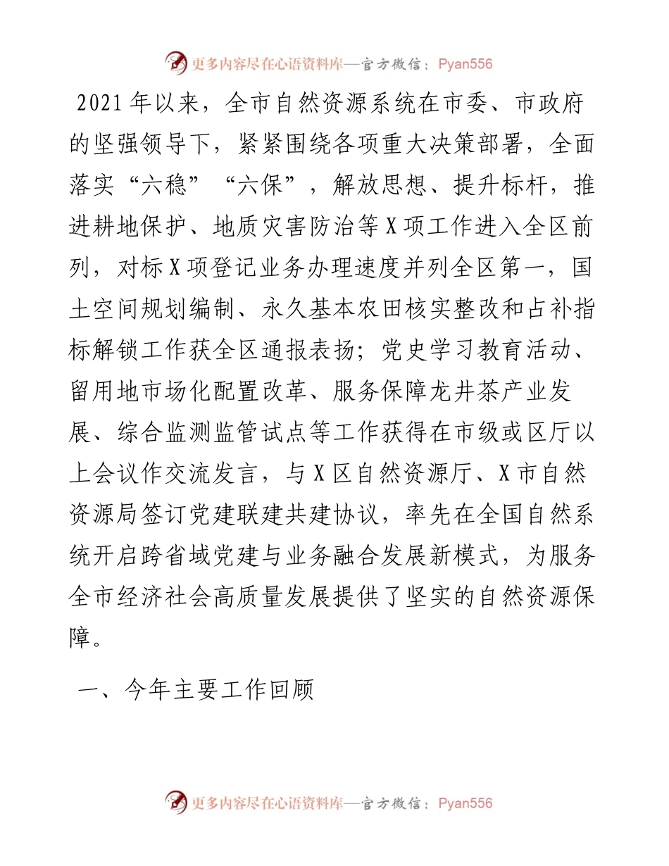 自然资源局长在年度经济会议上的发言提纲.docx_第1页