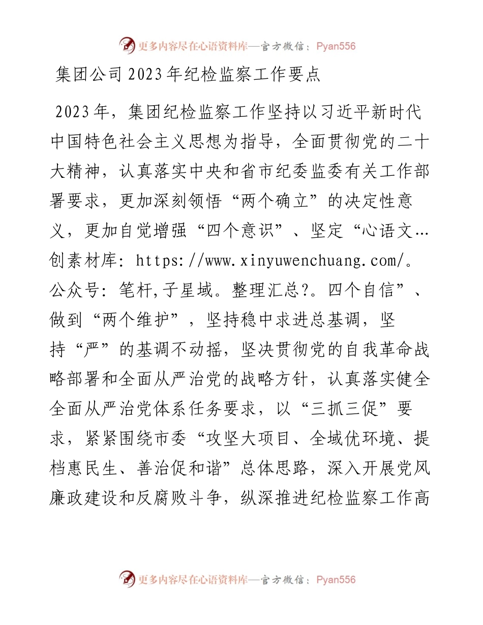集团公司2023年纪检监察工作要点.docx_第1页