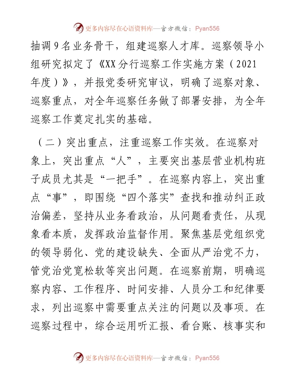 银行分行度巡察工作报告.docx_第2页